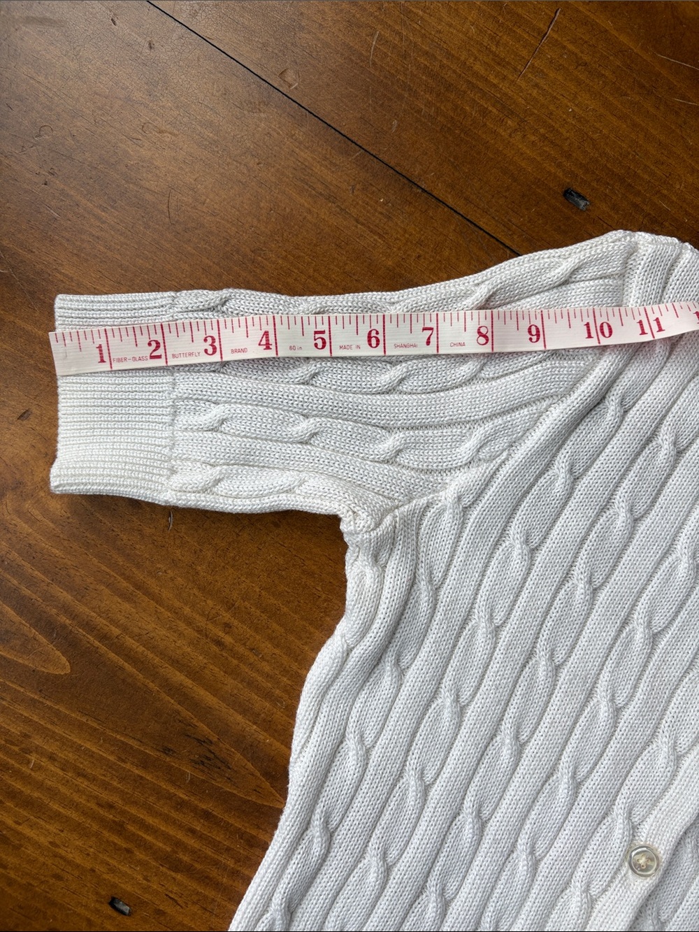 Ralph Lauren Off White Cable Knit Short-Sleeve Cardigan Sz M - Picture 6 of 12